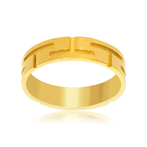 Bague large élégante à motif géométrique, design contemporain gravé, finition or poli, bijoux de mode pour homme, à porter au quotidien - Product Image 1