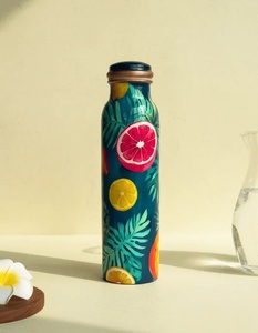 Botella de agua de cobre con diseño de mapa vintage y tapa de cobre, portátil para viajes - Product Image 3
