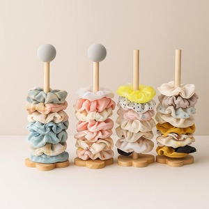 Wooden Hair Scrunchie Holder Stand <b>Table</b> Top Organizer Minimalist Style Stackable Display Rack For Hair Accessories From India - Product Image 6