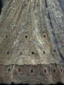Ensemble de mariage indien pakistanais brodé en polyester, 3 pièces, robe Anarkali formelle longue avec dupatta en tulle pour femmes - Product Image 4