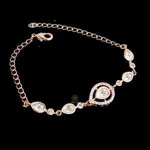 Avi Polki Diamond Gold Plated Rakhi Designer Charm Bracelet - Product Image 4