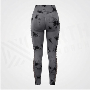 North Approach High Waist Full Length Yoga Leggings Ruched <b>Tie</b> <b>Dye</b> Print Spandex Polyester Four-Way Stretch - Product Image 2
