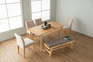Modern Minimalist <b>Solid</b> <b>Wood</b> Extendable Dining <b>Table</b> Rectangular Kitchen <b>Table</b> with Tapered Legs Elegant <b>Table</b> - Product Image 5