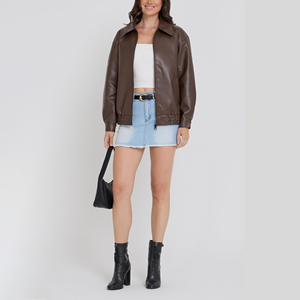 Chaqueta de cuero para mujer con forro que absorbe la humedad, para uso en exteriores, abrigo de cuero genuino, interior transpirable, cómodo de usar. - Product Image 4