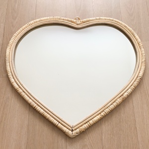 Heart shape rattan wall hanging mirror <b>retro</b> <b>decor</b> mirrors direct cost from Vietnam manufacturer - Product Image 1