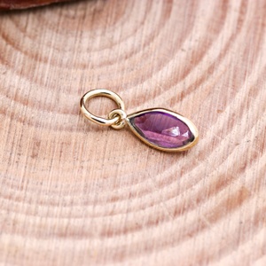 Pendentif en or 14 carats avec améthyste taille marquise certifiée GIA, collier de guérison pour fêtes, bijoux Reiki Chakra, pierre de naissance de février, vente en gros - Product Image 4