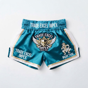 Pantalones Cortos de Muay Thai y Kick Boxing Personalizados de Primera Calidad para Adultos Unisex, con Logotipo Frontal, Ecológicos, de Poliéster, Hechos en Pakistán - Product Image 4