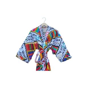 Casual Winter Vintage Kantha <b>kimono</b> <b>robe</b> for Women cutwork V-Neck <b>Kimono</b> <b>Robe</b> Handmade Cotton Fill Floral Perfect Gift for Mom - Product Image 4
