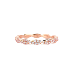 Infinity Twisted Band Round Lab Grown Diamond Ring 9K 10K Solid Gold Pave Set Stackable <b>Wedding</b> Band Minimalist Eternity Ring - Product Image 2