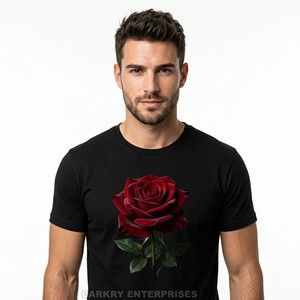 Custom Men Black T Shirt 3D Realistic <b>Rose</b> Flower Graphic Print Cotton Streetwear Tee Wholesale Manufacturer Bulk Casual <b>Tops</b> - Product Image 1