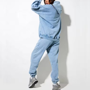 New Custom Design Regular Fit Winter Solid 100% Cotton Lightweight Hip Hop Sweat Suit Women Plus Size Crop <b>Tracksuit</b> - Product Image 2