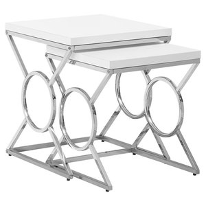 Deluxe Living Room Nesting <b>Table</b> Set with Tempered Glass Top and Rust Resistant Metal Structure - Product Image 6