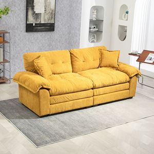 84\" Chenille Deep Seat Recliner Sofa with Memory Foam <b>Small</b> Loveseat and 2 Throw <b>Pillows</b> for Living Room Apartment - Product Image 3