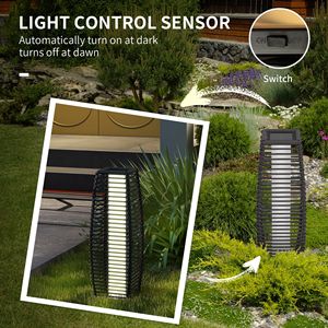 Outsunny Auto On/Off LED solare lampada da terra esterno in Rattan giardino lanterna per sentiero vialetto giardino cortile cortile coperta decorazione - Product Image 6