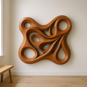 Escultura de Madera Maciza Tallada a Mano, Arte Ecológico Decorativo Abstracto para Pared, para Aniversario o Decoración de Diwali, Arte de Pared para Colgar - Product Image 4