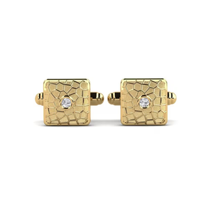 Boutons de manchette en or et diamant pour homme, bijoux formels, sertissage clos, pierre ronde - Product Image 2