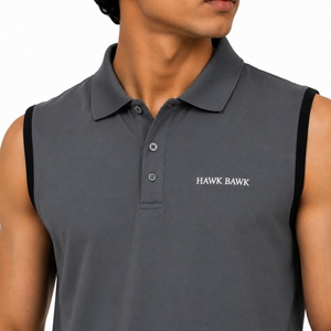 Polo sans manches pour homme, coupe athlétique, séchage rapide, style moderne, vêtements de sport, tissu premium pour polo sans manches pour homme - Product Image 4