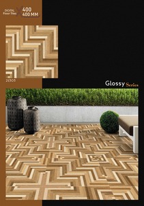 Carreaux de céramique brillants de 400x400 mm, série aspect bois, motif chevrons, carreaux de sol 400x400 mm, carreaux de sol en céramique brillante numérique - Product Image 3