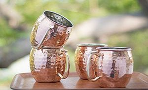 <b>Copper</b> Moscow mule cup set for refined designer refreshment <b>tables</b> hammered finish metal cups durable reusable party mugs - Product Image 2