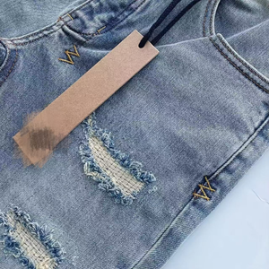 <b>Men</b> Vintage Distressed Denim <b>Jeans</b> Light Wash Mid Rise Casual Woven Straight Leg Raw <b>Indigo</b> Blue Regular Fit Streetwear - Product Image 4