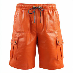 Pantalones Cortos de Cuero PU Sólido para Hombre, Cintura Elástica Alta, Transpirables, Ecológicos, para Ciclismo - Product Image 6