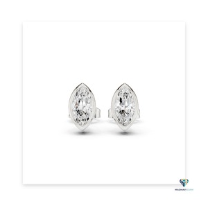 2.50 TCW White <b>Gold</b> Marquise Lab Grown Diamond Three Piece Jewelry Set in 14K <b>Solid</b> <b>Gold</b> Bezel Setting <b>Pendant</b> and Earrings - Product Image 5
