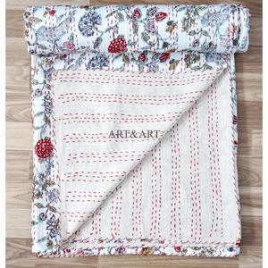 Couvre-lit Kantha fait main ART&ART, best-seller, 100% coton, imprimé à la main, motif floral, poids du tissu 220g, pour femmes - Product Image 5