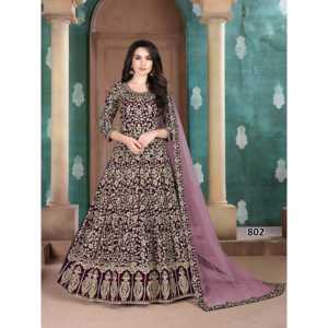 Robe de soirée à imprimé floral de créateur avec jupe et dupatta, taille naturelle - Product Image 4