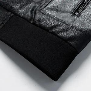 Chaqueta Bomber de Cuero Negra para Hombre, Manga Larga, Diseño con Bloques de Color, Resistente al Viento, Estilo Otoñal para Adultos AI-LJ-023 - Product Image 5