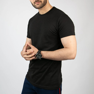T-shirt en jersey de coton blanc pour homme, coupe ajustée, manches courtes, col rond, couleur unie, design simple - Product Image 2