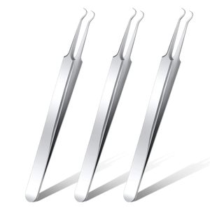 3PCS Stainless Steel <b>Blackhead</b> Tweezers Pimple <b>Extractor</b> <b>Tool</b> Curved Bend Tweezers for Remove Zit Whitehead Skin Care - Product Image 1