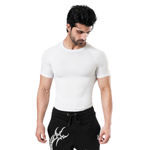Camiseta de Compresión Blanca de Manga Corta para Hombre, Cuello Redondo, Ajustada, para Gimnasio, Entrenamiento, Deporte, Ropa Deportiva, Capa Base - Product Image 4