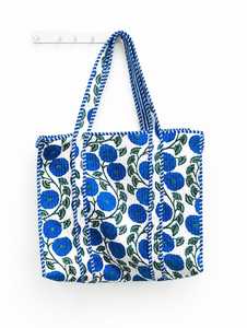 National Fashion Hand Block Printed Quilted Large <b>Tote</b> <b>Bag</b> <b>for</b> Women with Zipper Shopping & <b>Beach</b> Use Gift <b>for</b> Her - Product Image 2