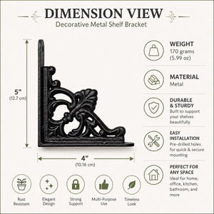 SHUBHAM Decorative Cast Iron Shelf <b>Bracket</b> Vintage Wall Mount Shelf Support Ornamental Metal Shelf <b>Bracket</b> - Product Image 5