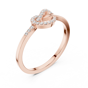 Anillo de Oro Rosa de 18K con Diamante Cultivado en Laboratorio de Corte Redondo, Diseño de Nudo Infinito, Menos de 1 Quilate, Lujoso para Mujer - Product Image 2