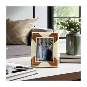 Wooden <b>Photo</b> <b>Frame</b> Rectangle With Geometric Inlay Design Horizontal Style - Product Image 3