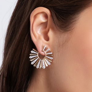 Pendientes de aro de cristal chapados en oro con forma de estrella, joyería de lujo para fiesta para mujer - Product Image 1
