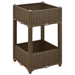 Jardinière carrée surélevée de taille moyenne en polypropylène marron pour fleurs et plantes - Product Image 2