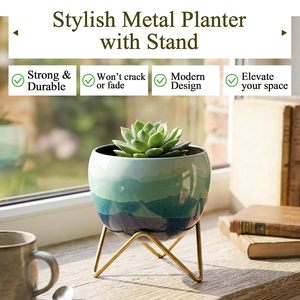 Pot de fleurs moderne en métal avec support, décoration esthétique pour bureau, chambre, hall, table à manger, cadeaux de déménagement au meilleur prix - Product Image 4