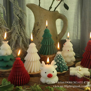 <b>Christmas</b> <b>Tree</b> <b>Scented</b> Candle Gradient Green White Layered Art Candle for Holiday Home Decoration - Product Image 2
