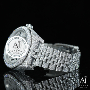 Diamond Inlay Mechanical Watch Stainless Steel Band Analog 18mm 28mm Round Dial Jewelry Style Silver Tone - Product Image 3