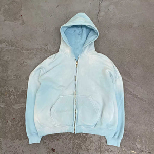 Sudadera con capucha y cremallera para hombre, estilo tie-dye, oversize, de algodón French Terry, manga regular, informal, para otoño - Product Image 1