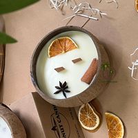 Bougie parfumée artisanale en coquille de noix de coco écologique pour la décoration de la maison, vente en gros pour Noël