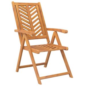 Solid Wood <b>Folding</b> Bistro Set, <b>Reclining</b> <b>Chairs</b> with Chevron Slat Back and Square Table - Product Image 4