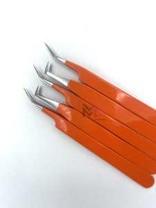 Pinzas para Pestañas Color Naranja, Acero Inoxidable, Punta de Precisión para Extensión de Pestañas, Aplicación Suave y Cómoda - Product Image 6