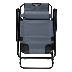 Sedia Pieghevole Reclinabile Portatile Grigia Estensibile a Doppio Uso - Product Image 5