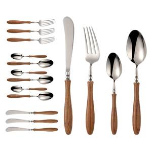Durable Stainless Steel <b>Flatware</b> Set With Wooden Handle For Modern Home Kitchen And Outdoor Picnic - Product Image 4