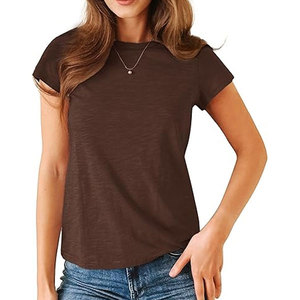 T-shirts pour femmes de haute qualité en modal doux à col rond et manches courtes, anti-UV, écologiques, décontractés pour l'été, basiques - Product Image 3