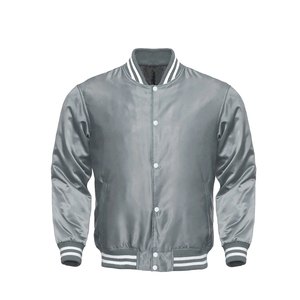 เสื้อแจ็คเก็ตบอมเบอร์สีขาวสำหรับผู้ชาย ทรงปกติ ปกคอพับ สีพื้น ผ้าโพลีเอสเตอร์ สไตล์พรีปปี้ กันลมสำหรับฤดูหนาว - Product Image 6