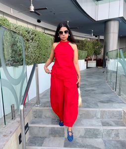 Conjunto de Pantalones y Top Halter Rojo - Product Image 1